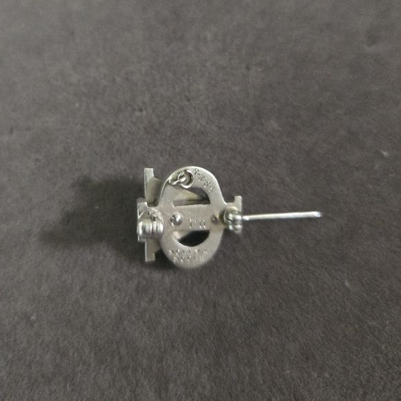 Vintage Silver Tone Alpha Phi Jeweled Member Badge - Picture 2 of 2